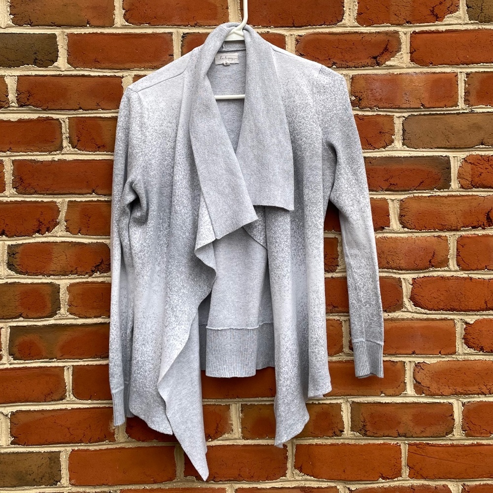 Lou & Grey White and Grey Draped Waterfall Cardigan